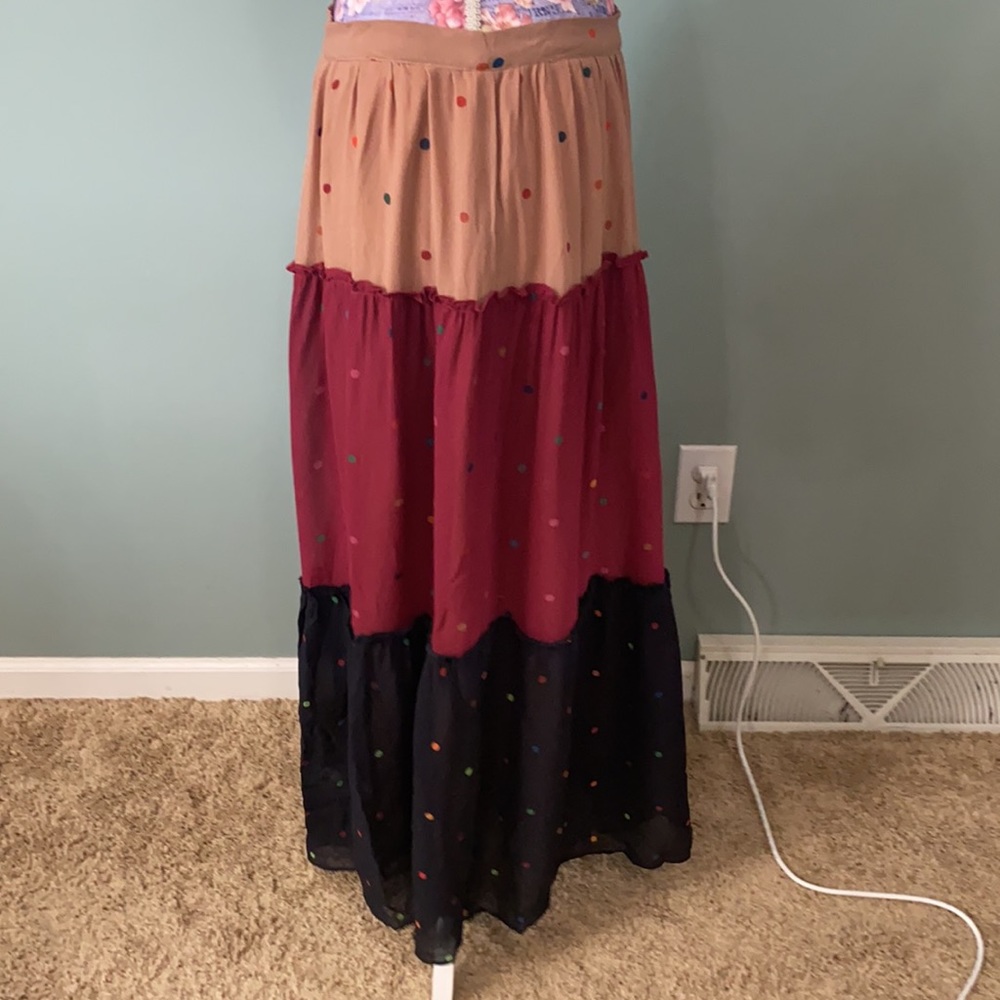 Farm Rio Large Polkadot Ruffled Midi Skirt Anthro - Picture 5 of 6